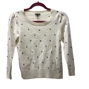 Talbots wool blend polka dot cream sweater Small petite